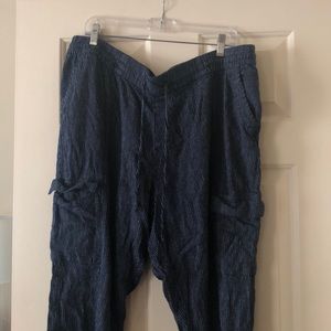 Old Navy Linen Blend Cropped Cargo Pants